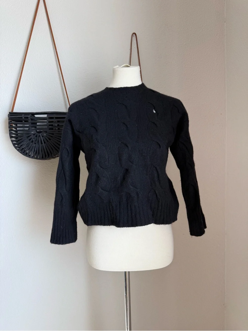 POLO Ralph Lauren Black Wool Cashmere Sweater, Size Small